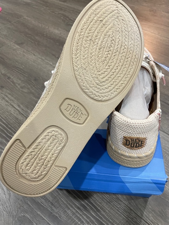 HEYDUDE Wendy Espadrille Retro Palm Pale Pink/White size 9 - Picture 7 of 9